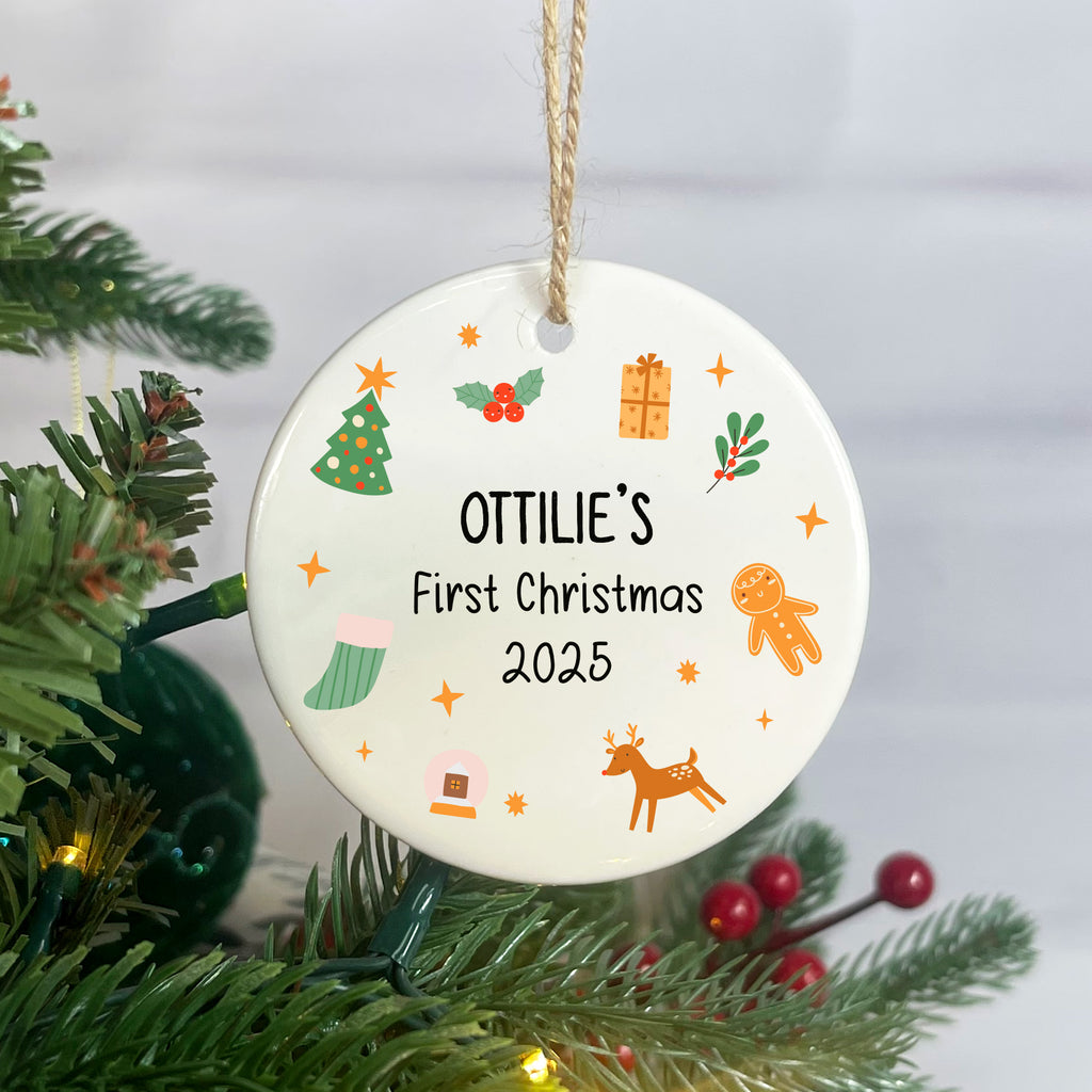 Personalised Baby’s First Christmas Ceramic Bauble