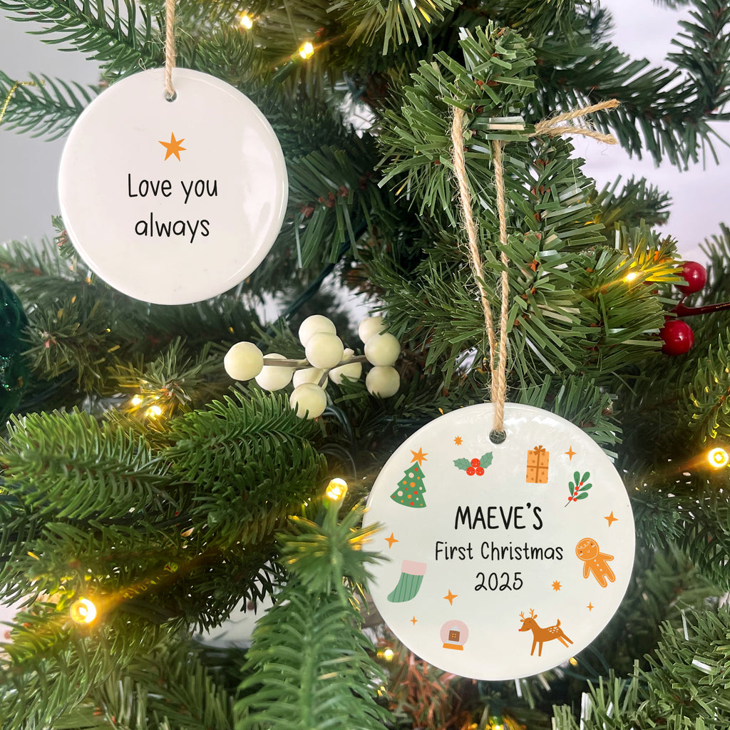 Personalised Baby’s First Christmas Ceramic Bauble