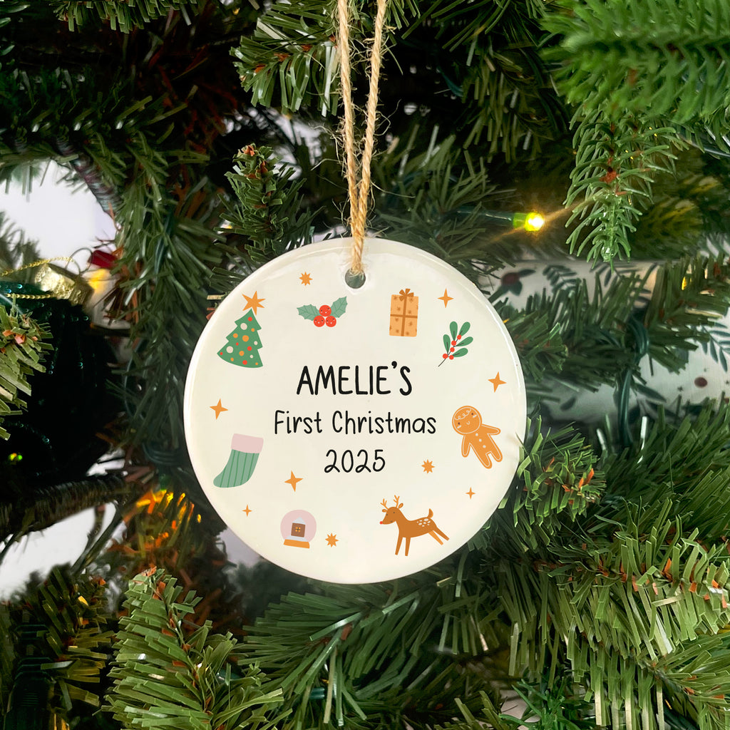 Personalised Baby’s First Christmas Ceramic Bauble