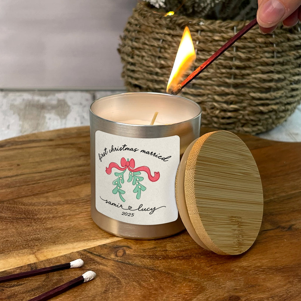 Personalised First Christmas Married Vanilla Scented Candle