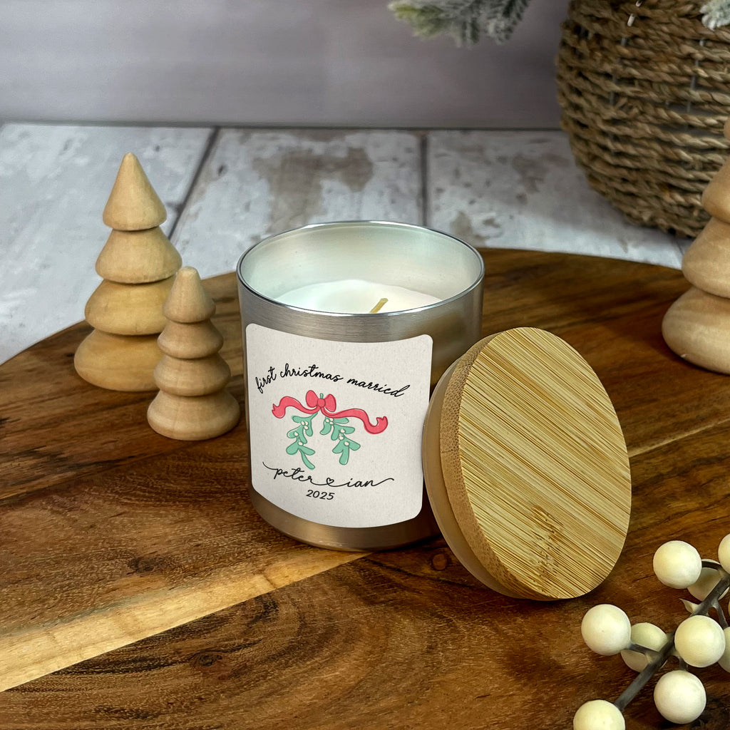 Personalised First Christmas Married Vanilla Scented Candle