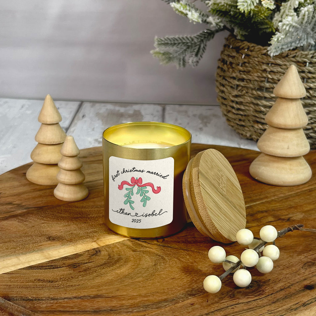 Personalised First Christmas Married Vanilla Scented Candle