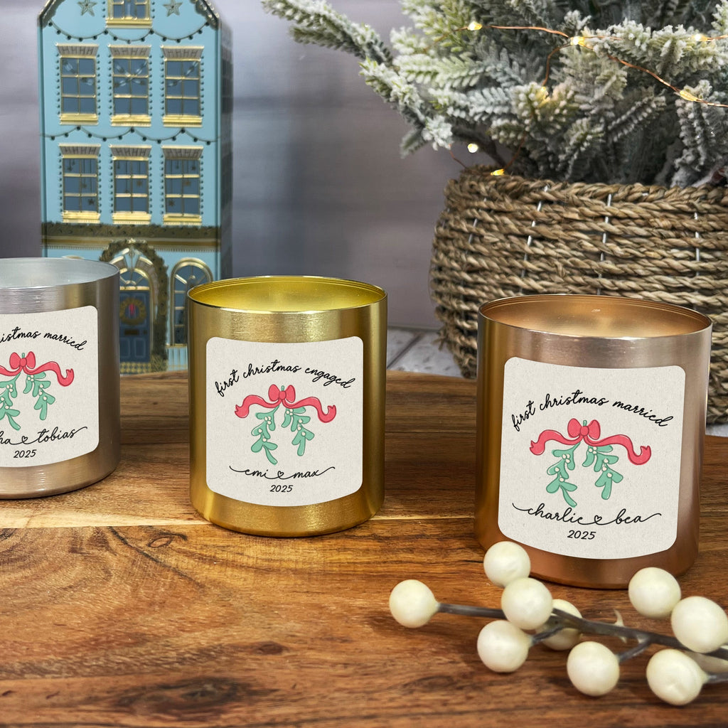 Personalised First Christmas Married Vanilla Scented Candle