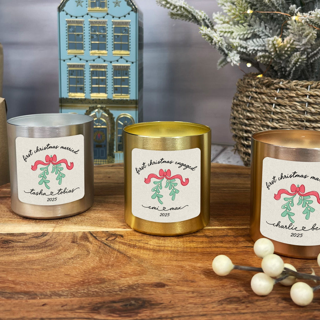 Personalised First Christmas Married Vanilla Scented Candle
