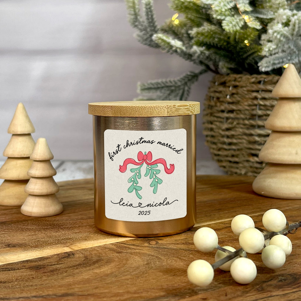 Personalised First Christmas Married Vanilla Scented Candle