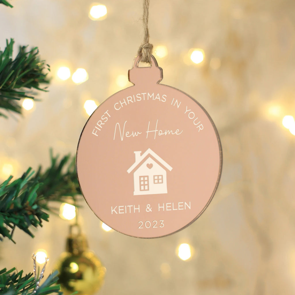 Personalised "First Christmas in Your New Home" Mirrored Bauble