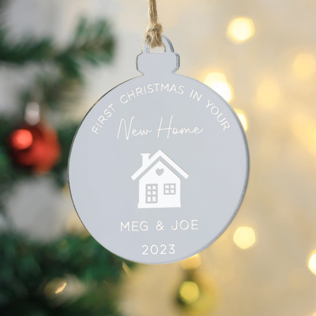 Personalised "First Christmas in Your New Home" Mirrored Bauble