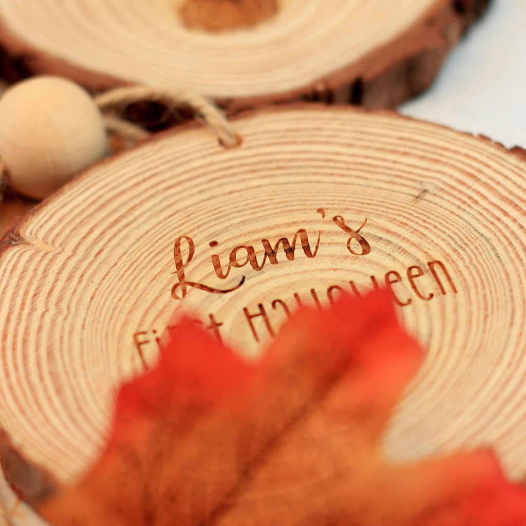 Personalised "First Halloween" Wood Slice Hanging Decoration