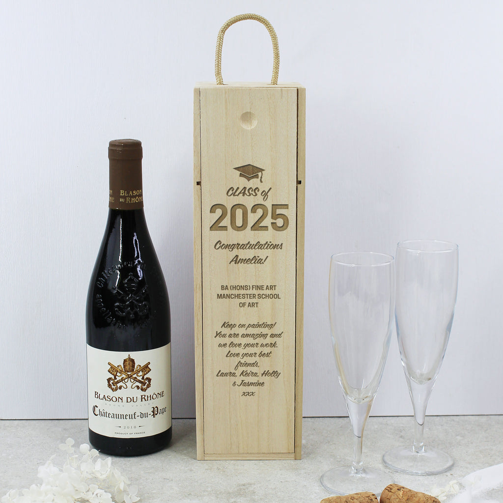 Personalised Wooden Class of 2025 Graduation Wine Box