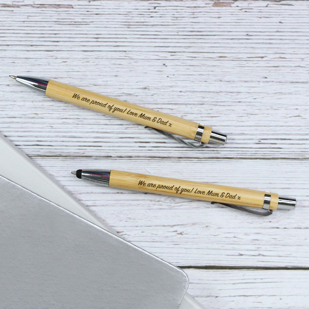 Personalised Graduation 'Class Of 2025' Bamboo Ballpoint Pen & Pencil Set