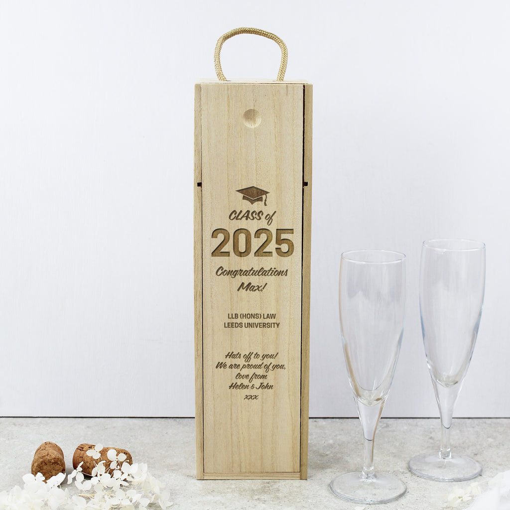 Personalised Wooden Class of 2025 Graduation Wine Box