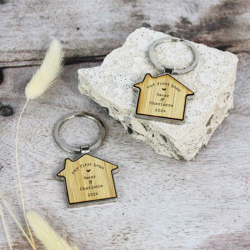 Personalised Our First Home Couples House Keyrings