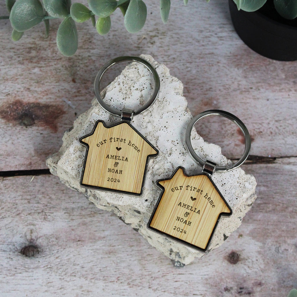 Personalised Our First Home Couples House Keyrings