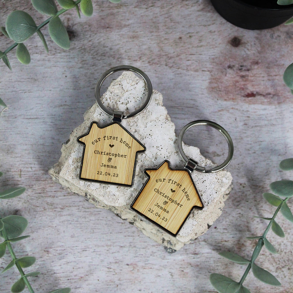 Personalised Our First Home Couples House Keyrings