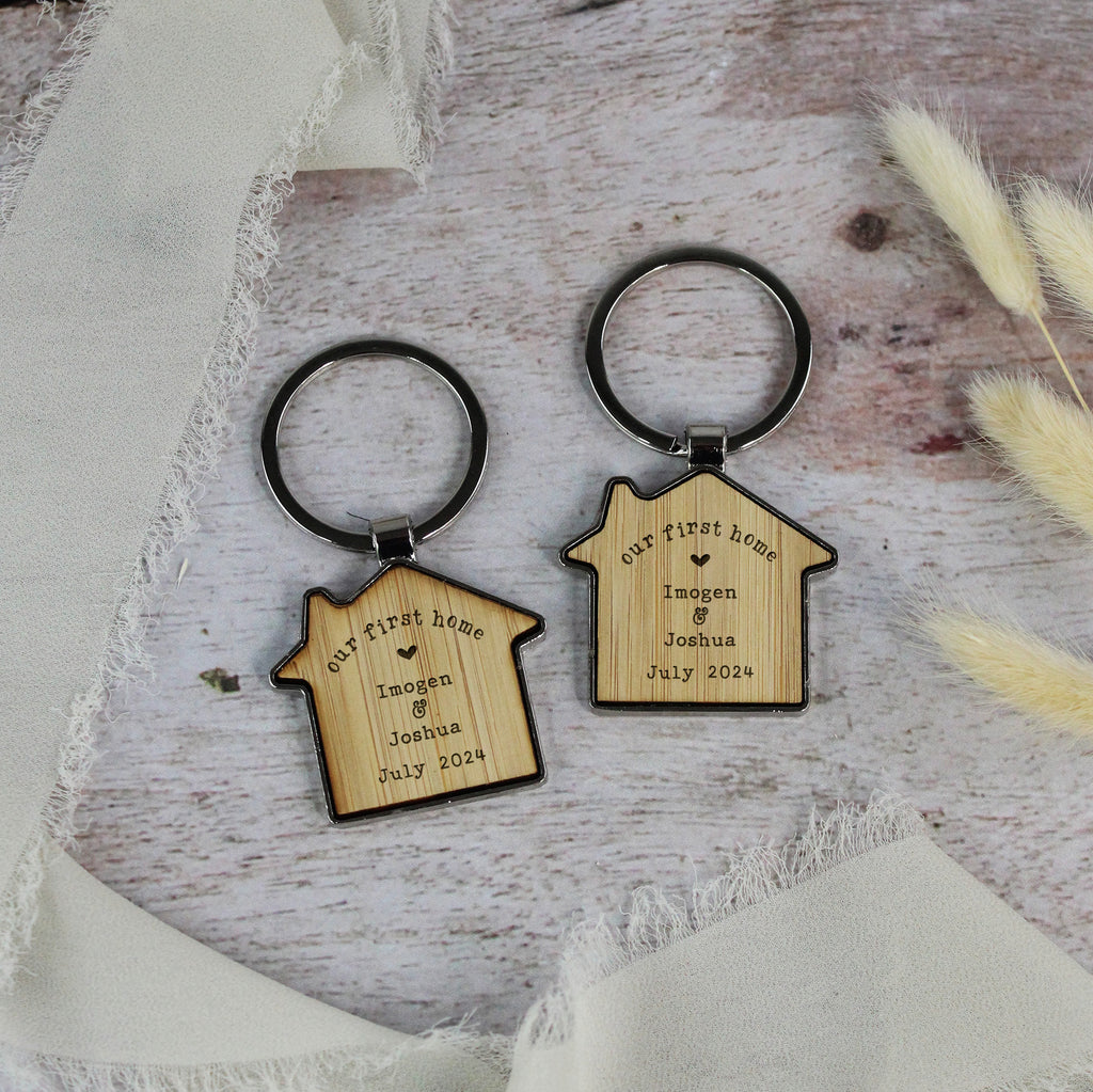 Personalised Our First Home Couples House Keyrings