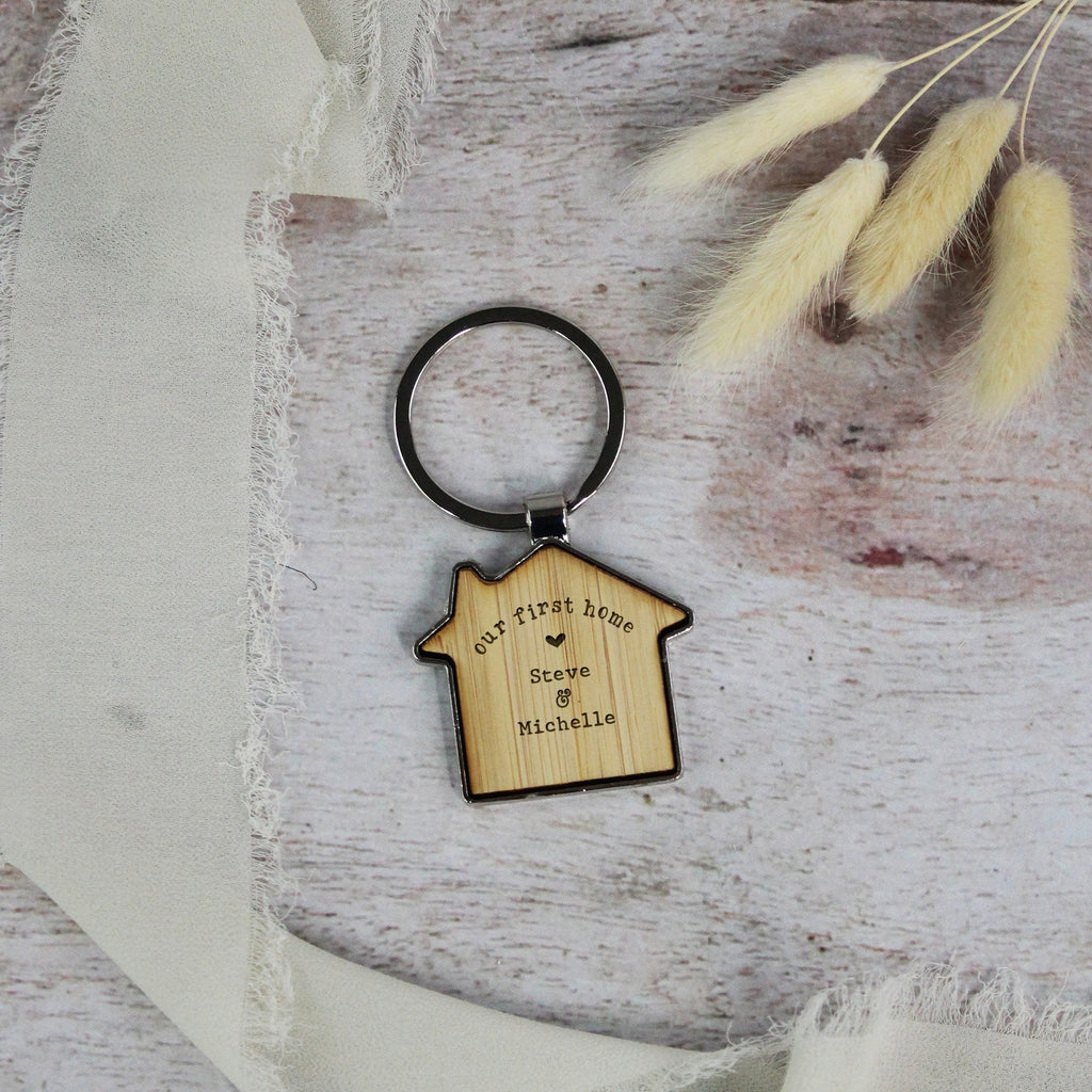 Personalised Our First Home Couples House Keyrings