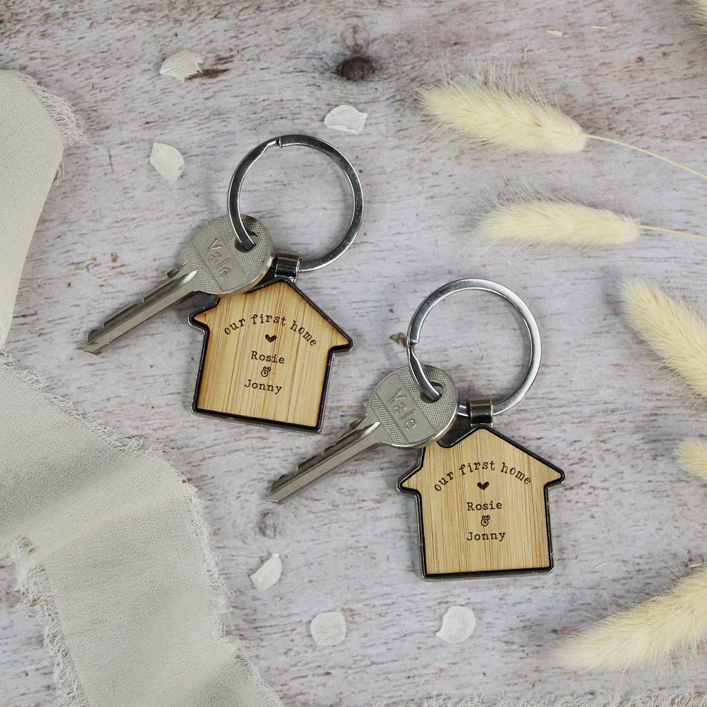 Personalised Our First Home Couples House Keyrings