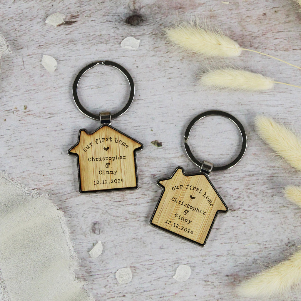 Personalised Our First Home Couples House Keyrings