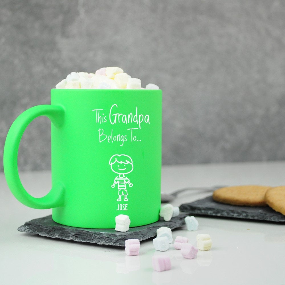 Personalised "This Grandad Belongs To" Bright Green Coffee Mug