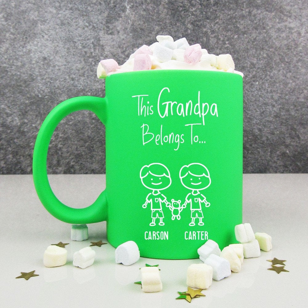 Personalised "This Grandad Belongs To" Bright Green Coffee Mug