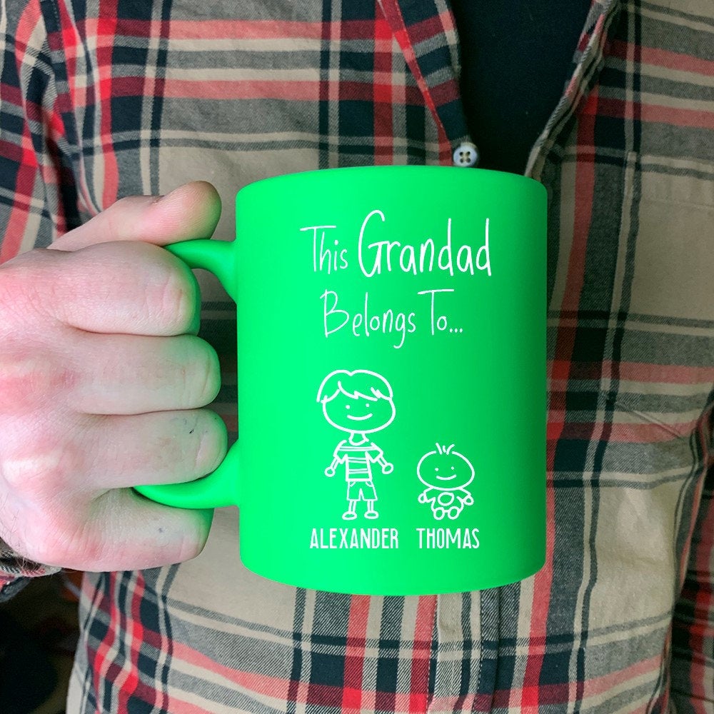 Personalised "This Grandad Belongs To" Bright Green Coffee Mug