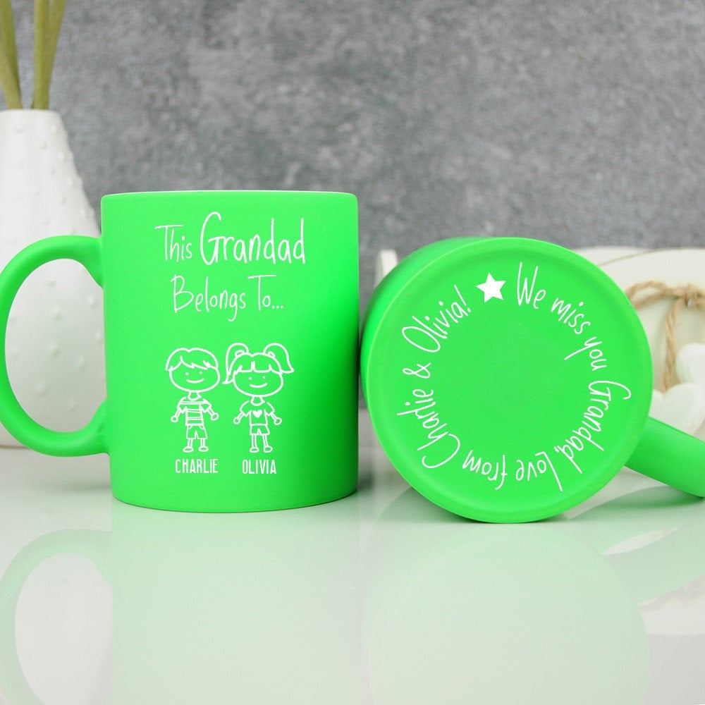 Personalised "This Grandad Belongs To" Bright Green Coffee Mug