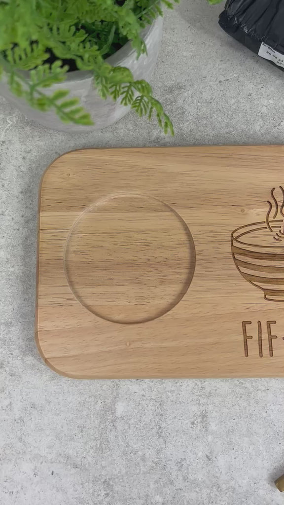 Wooden Tea & Biscuit Board "FIF-TEA" Design