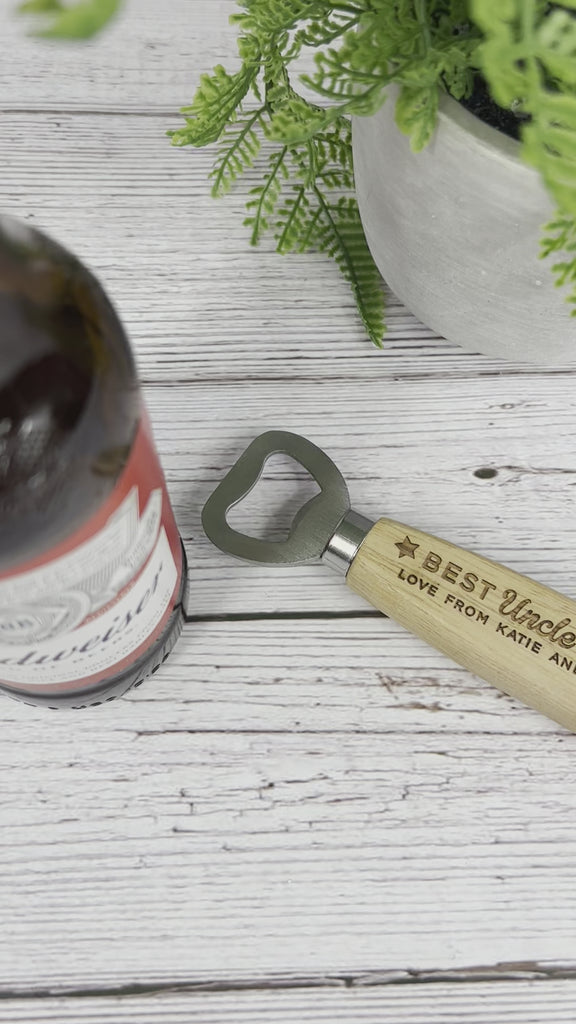 Personalised Best Uncle Ever Wooden Bottle Opener