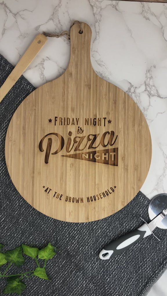 Personalised 'Pizza Night' Wooden 31cm Paddle Board