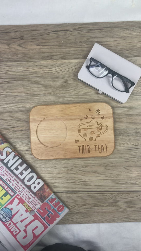Engraved Tea & Biscuit Board, "THIR-TEA" Design, 30th Birthday Gift