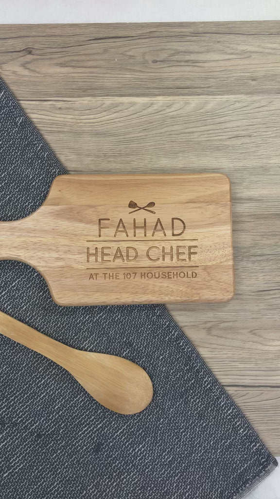 Personalised "Head Chef" Wooden Chopping Paddle Board