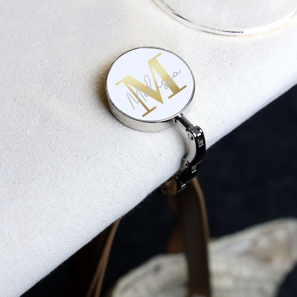 Personalised Folding Monogram Handbag Hanger - Initial & Name