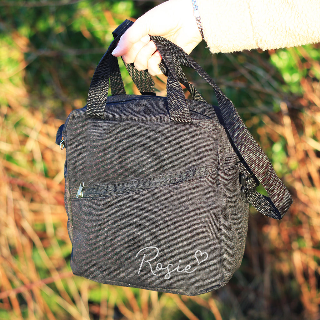 Personalised Black Lunch Cooler Bag with Name