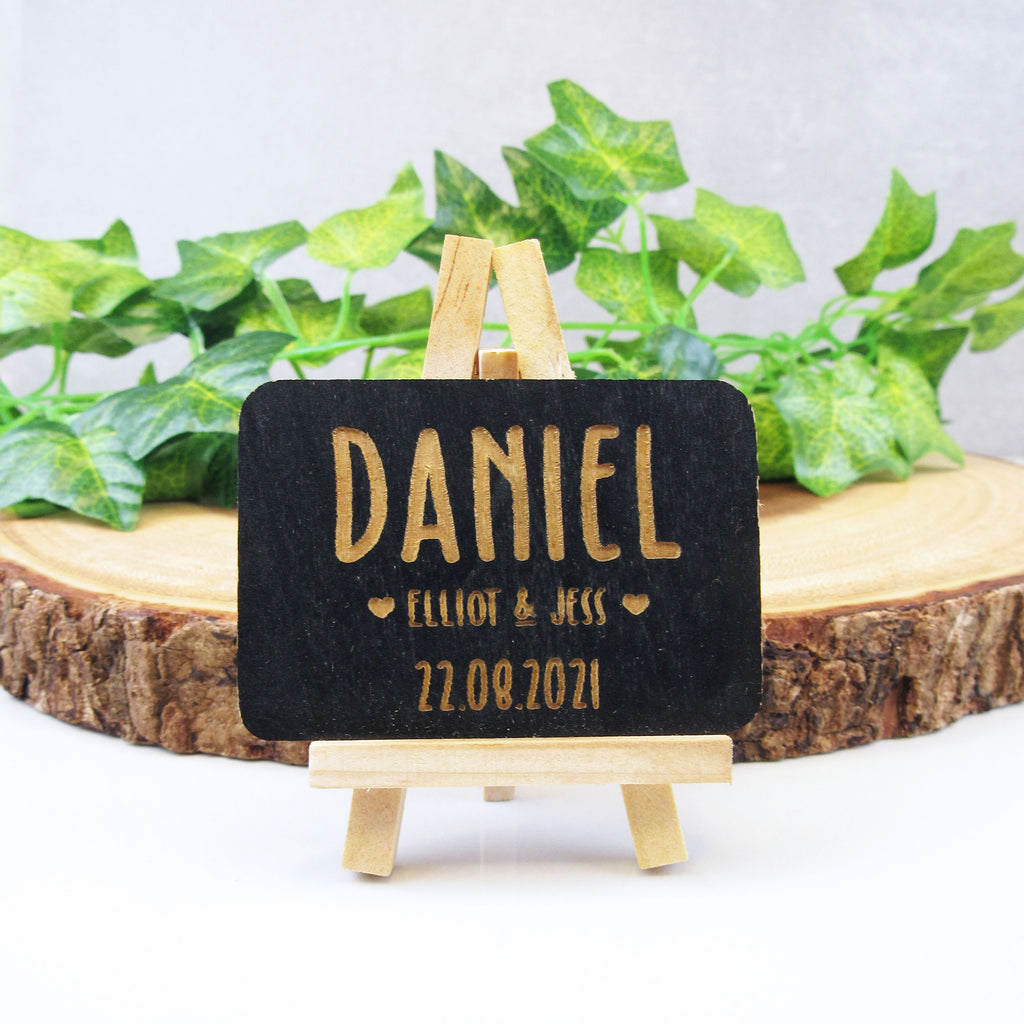 Personalised Rustic Wedding Place Names Holders - Guest / Couple Name & Date