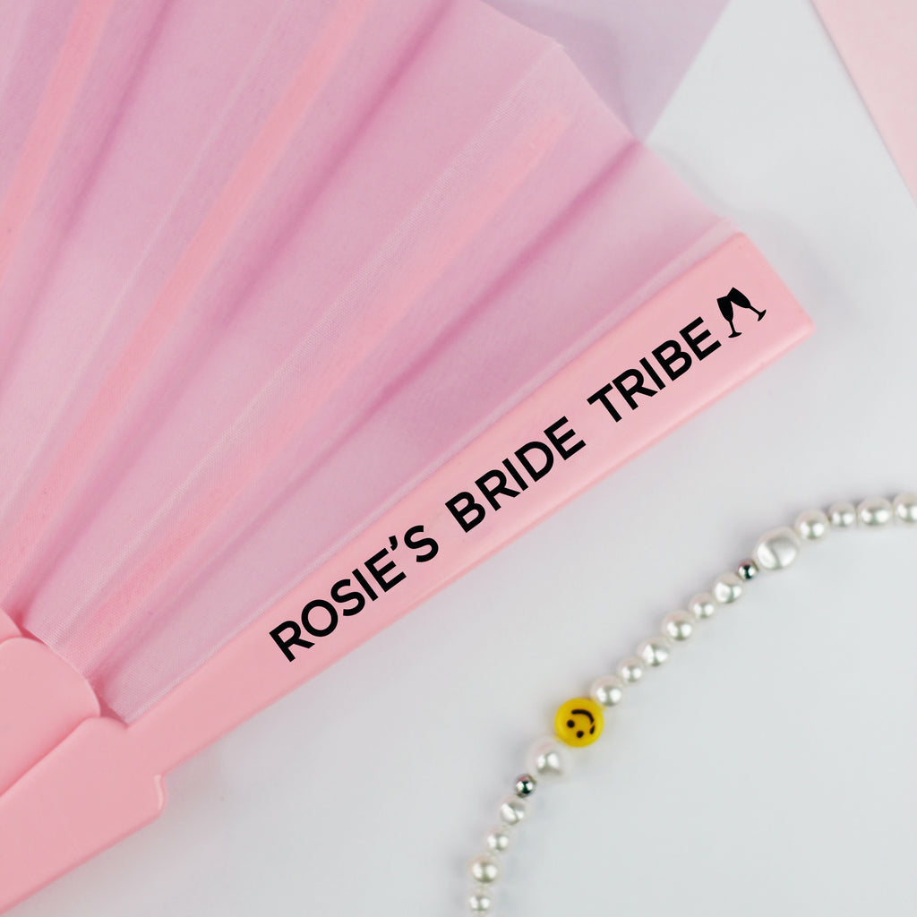 Personalised Pink 'Bride Tribe' Folding Hand Fan