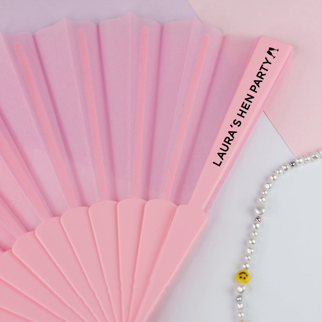 Personalised Pink 'Hen Party' Folding Hand Fan