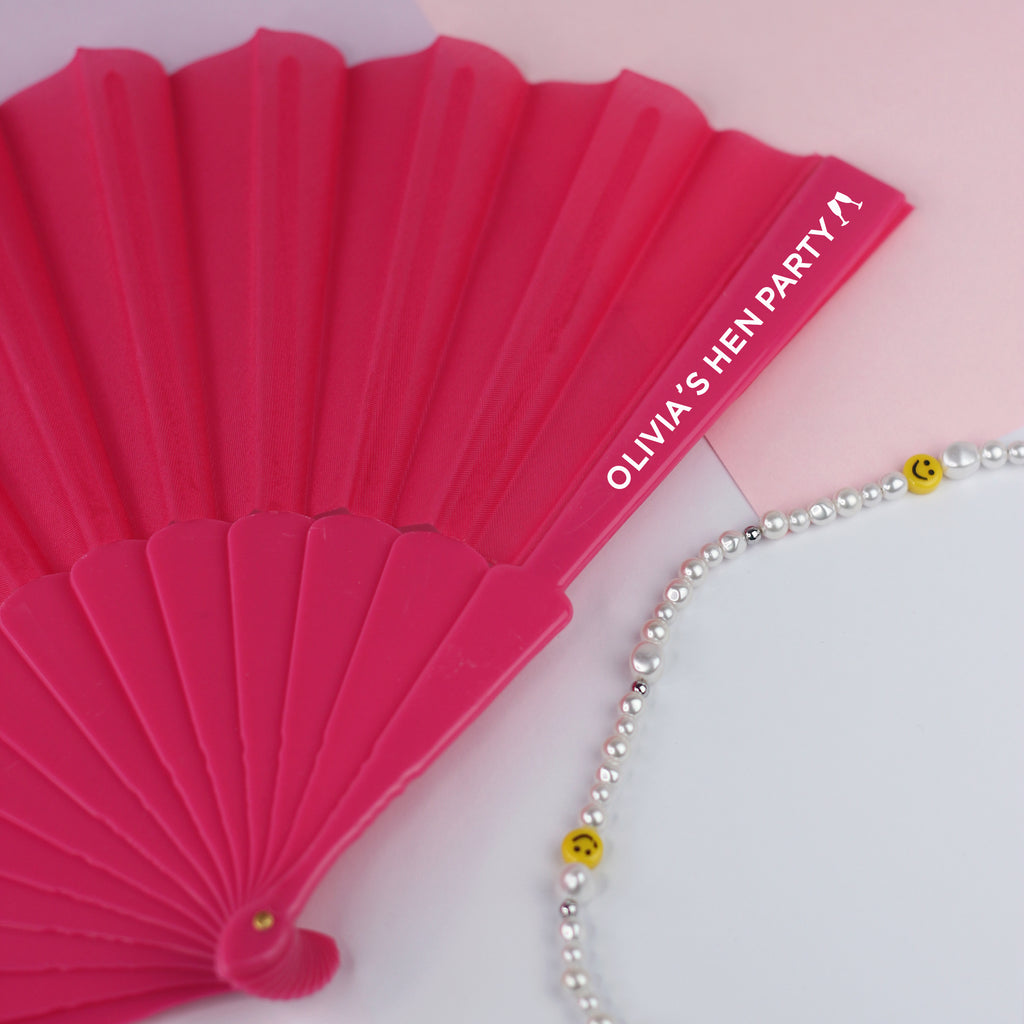 Personalised Pink 'Hen Party' Folding Hand Fan
