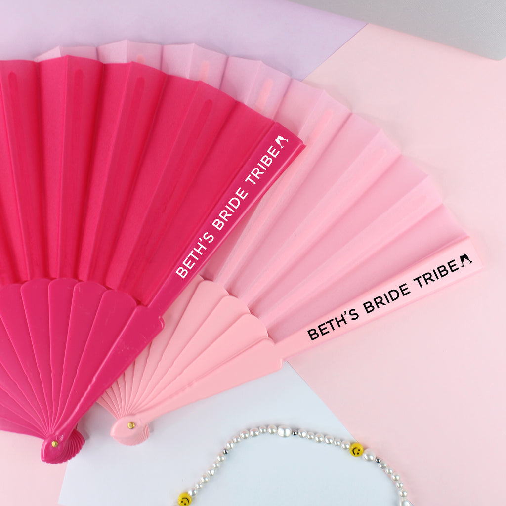 Personalised Pink 'Bride Tribe' Folding Hand Fan