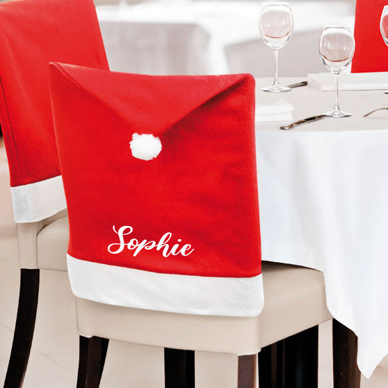 Personalised Christmas Santa Hat Chair Covers