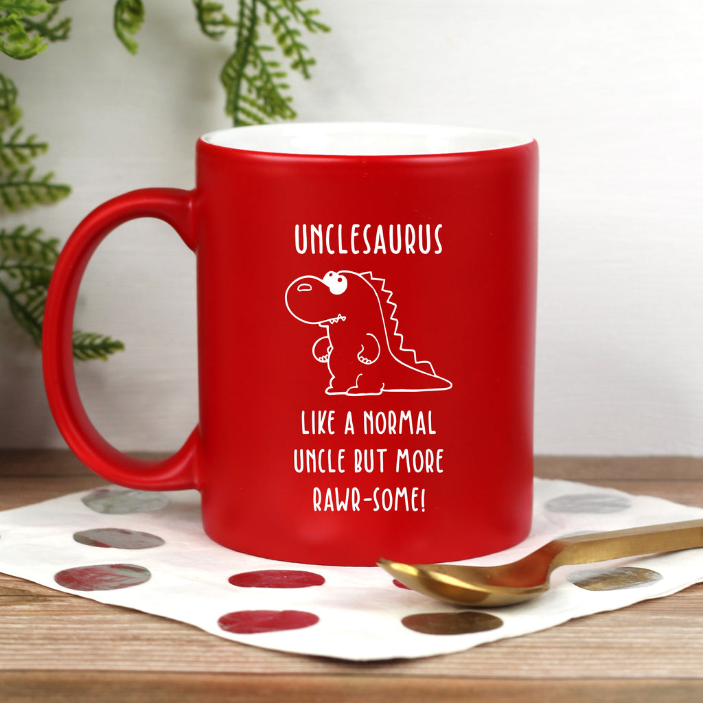 Personalised "Unclesaurus" Red Dinosaur Mug