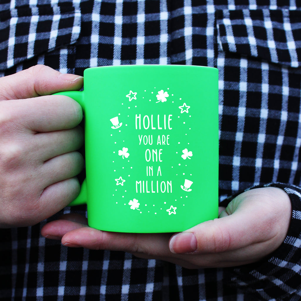 Personalised 'You Are One In A Million' Bright Green Coffee Mug