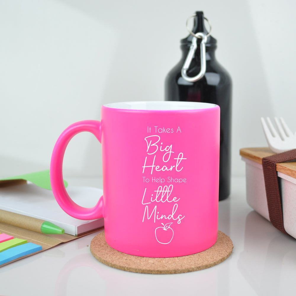 Personalised Teacher Appreciation Coffee Mug - It Takes A Big Heart To Help Shape Little Minds