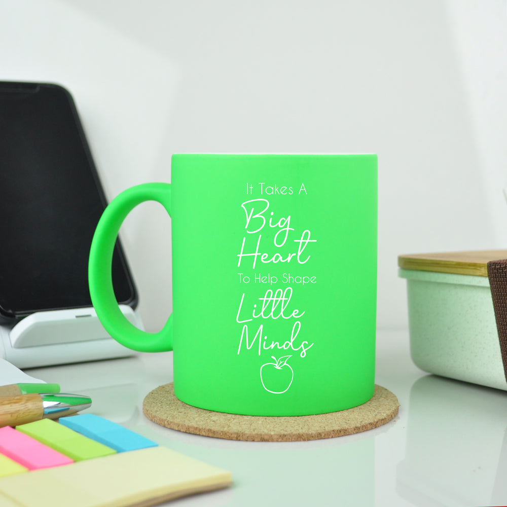 Personalised Teacher Appreciation Coffee Mug - It Takes A Big Heart To Help Shape Little Minds