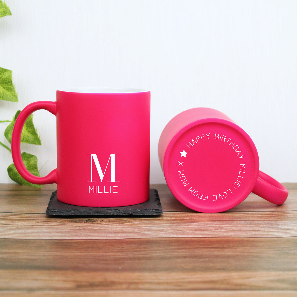 Personalised Initial & Name Neon Mug
