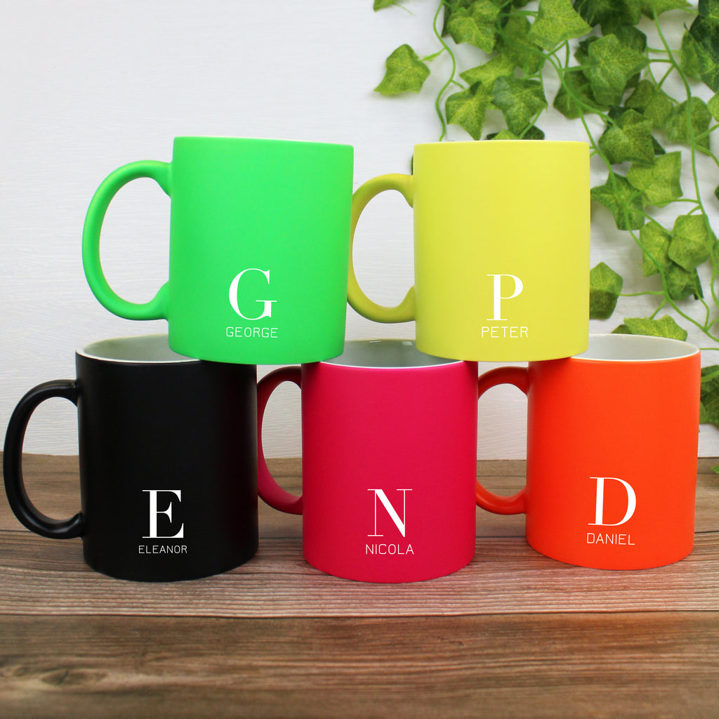 Personalised Initial & Name Neon Mug