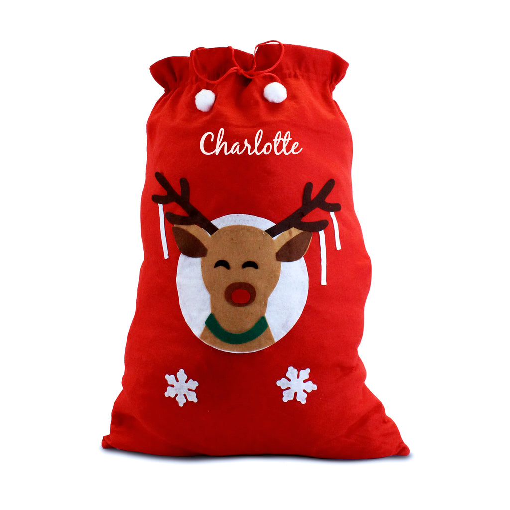 Personalised Large Santa Sacks - Father Christmas, Reindeer & Snowman