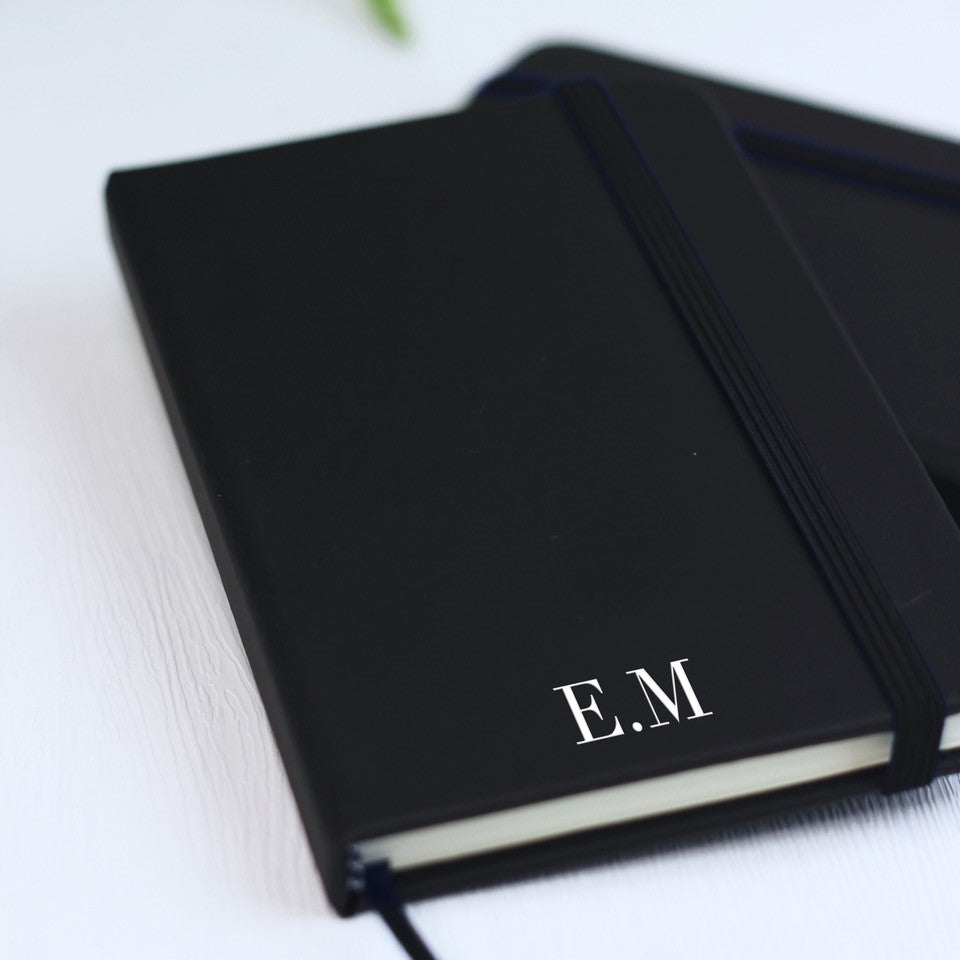 Personalised Black A6 Initials Notebook
