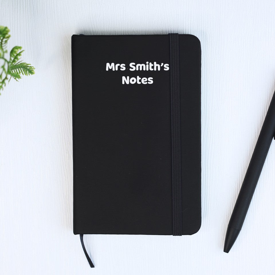 Personalised Black A6 Teacher Notebook