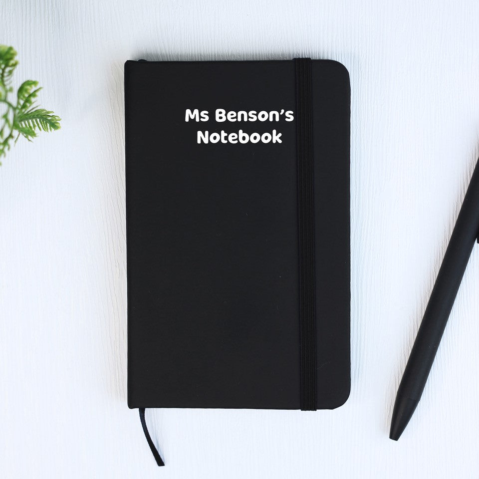 Personalised Black A6 Teacher Notebook