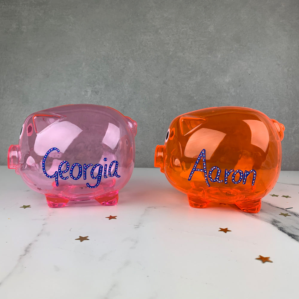 Personalised Transparent Piggy Bank - Any Name